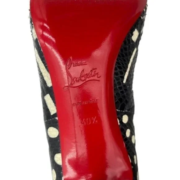 Christian Louboutin Spotter Pumps Watersnake Black White Snake Size 40.5 US 10.5 - Picture 8 of 9